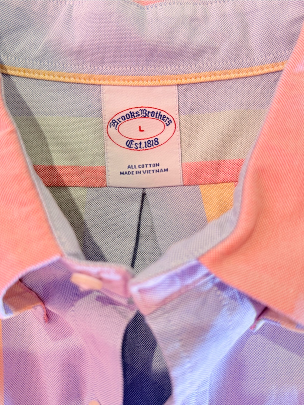 Brooks Brothers Friday Shirt Men's L Pastel Multicolor Stripe Button-Down - Picture 9 of 9